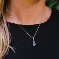 Julianna Blue Druzy and Gold Contour Almendra Pendant Necklaces Sayulita Sol