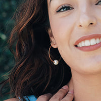 Kasia Earrings, 1.25" Gold Fill Hoop and White Pearl Earrings Sayulita Sol