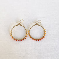 Woven Ola Earrings with Mexican Fire Opal in Gold Earrings Sayulita Sol Jewelry 