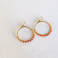 Woven Ola Earrings with Mexican Fire Opal in Gold Earrings Sayulita Sol Jewelry