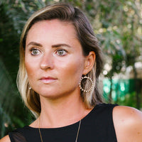 Woven Ola Earrings with White Pearl in Gold Earrings Sayulita Sol Jewelry