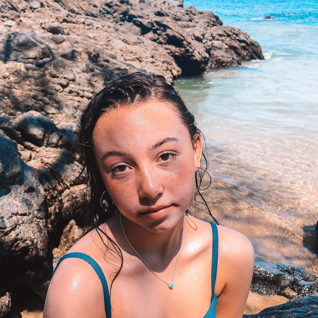 Brisa Pendant with Turquoise and Silver Necklaces Sayulita Sol