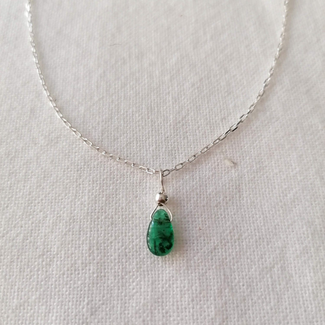 Emerald Isla Pendant in Silver Necklaces Sayulita Sol 16 inch Sterling Silver Chain +$23