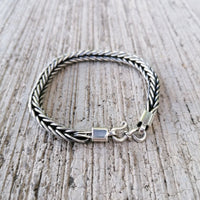 Homme Thin Woven Silver Bracelet Bracelets Sayulita Sol Jewelry
