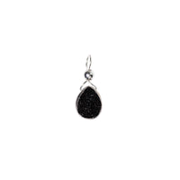 Julianna Black Druzy Silver Pendant- Classic Almond Cut Necklaces Sayulita Sol