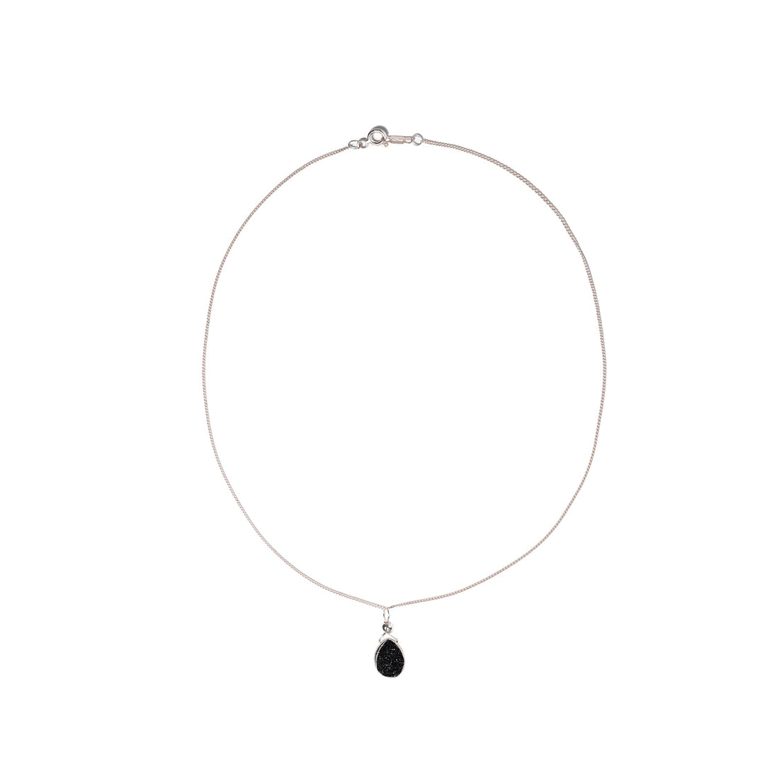 Julianna Black Druzy Silver Pendant- Classic Almond Cut Necklaces Sayulita Sol
