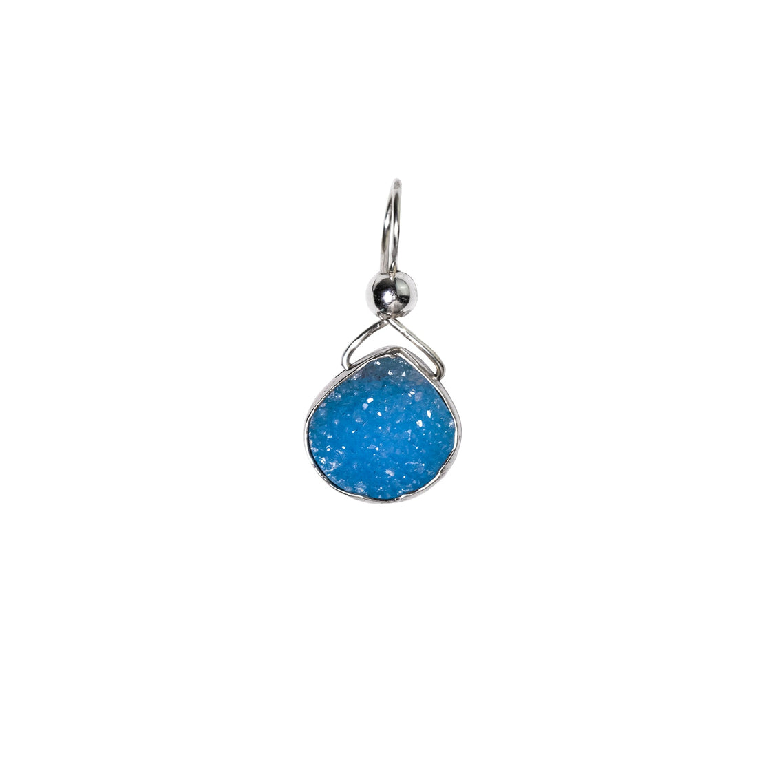 Julianna Blue Druzy Silver Pendant- Classic Pear Cut Necklaces Sayulita Sol