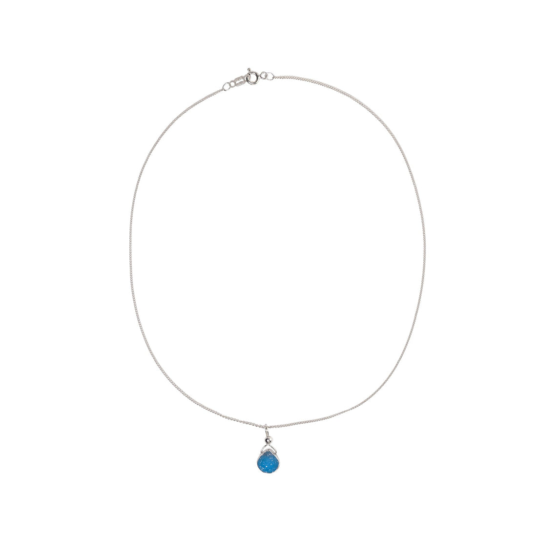 Julianna Blue Druzy Silver Pendant- Classic Pear Cut Necklaces Sayulita Sol