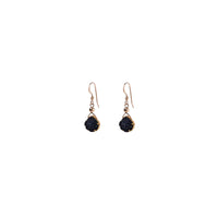 Julianna Earrings, Black Druzy Pear with Contoured Gold Bezel Earrings Sayulita Sol