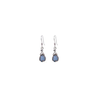 Julianna Earrings, Blue Druzy Almond with Contoured Silver Bezel Earrings Sayulita Sol
