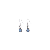Julianna Earrings, Blue Druzy Almond with Contoured Silver Bezel Earrings Sayulita Sol