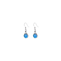 Julianna Earrings, Blue Druzy Pear with Classic Silver Bezel Earrings Sayulita Sol 