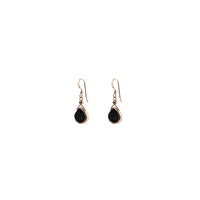 Julianna Earrings with Black Druzy in Gold, Classic Pear Cut Earrings Sayulita Sol