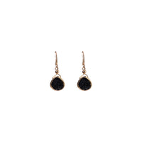 Julianna Earrings with Black Druzy in Gold, Classic Pear Cut Earrings Sayulita Sol 