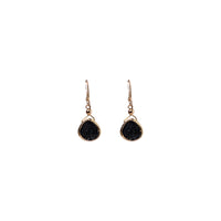 Julianna Earrings with Black Druzy in Gold, Classic Pear Cut Earrings Sayulita Sol