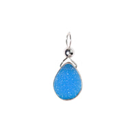 Julianna Long Blue Druzy Pendant in Silver Necklaces Sayulita Sol No Chian- Just the Pendant
