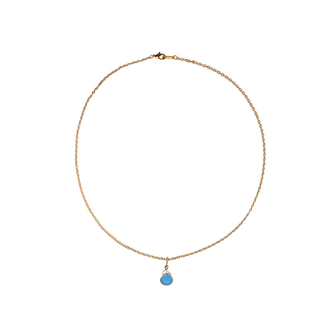 Julianna Pendant, Blue Druzy Pear with Gold Necklaces Sayulita Sol