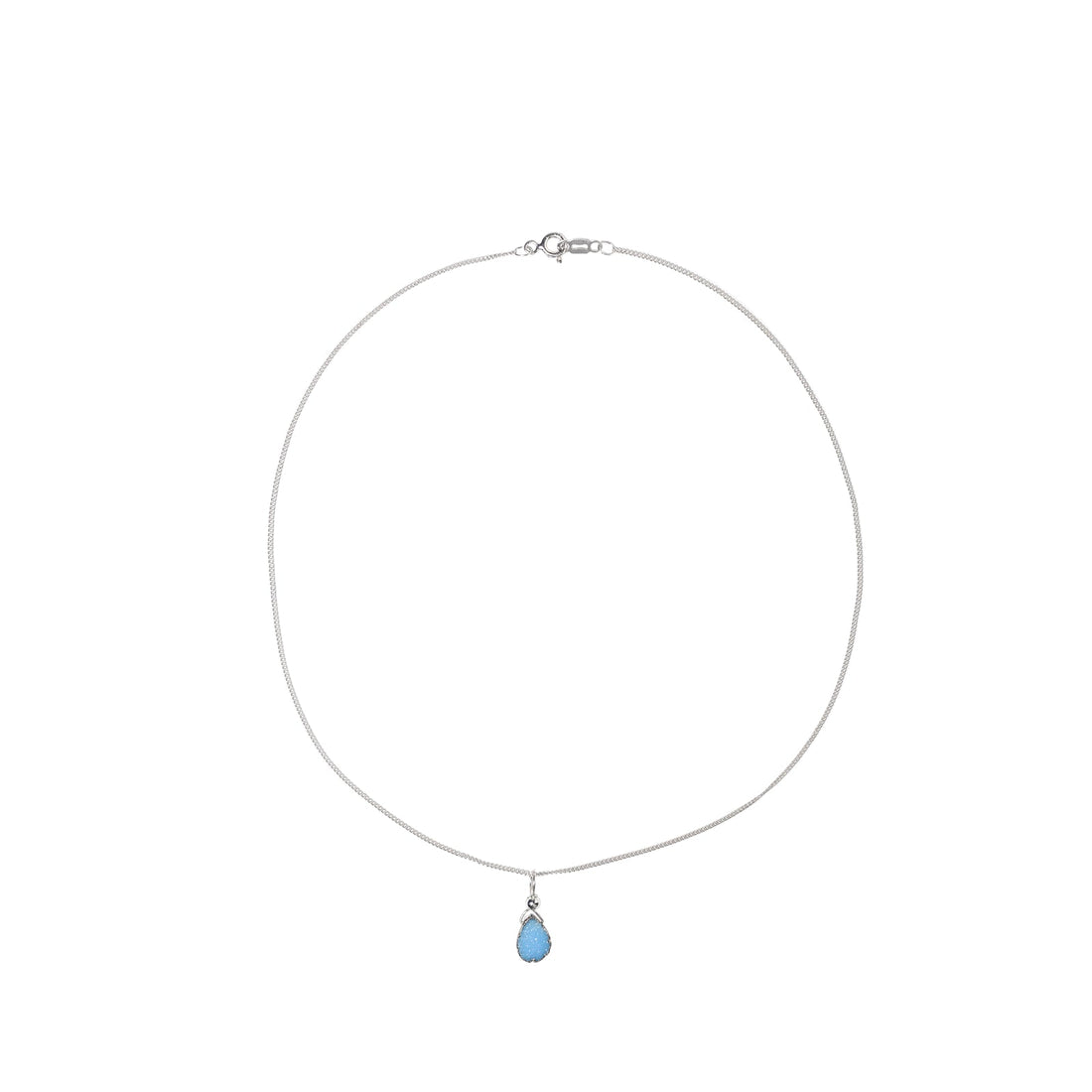 Julianna Pendant, Blue Druzy Silver 10mm Necklaces Sayulita Sol 16 inch Sterling Silver Chain