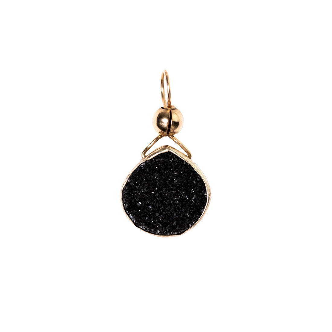 Julianna Pendant with Black Druzy in Gold- Classic Pear Cut Necklaces Sayulita Sol No Chain, Just the Pendant