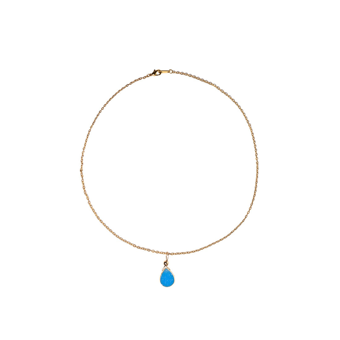 Julianna Pendant with Blue Druzy in Gold- Classic Almond Cut Necklaces Sayulita Sol 16 inch Gold Plate Chain