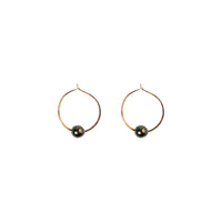 Kasia Earrings, 1.25" Gold Fill Hoop and Tahitian Black Pearl Earrings Sayulita Sol