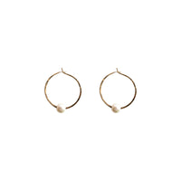 Kasia Earrings, 1.25" Gold Fill Hoop and White Pearl Earrings Sayulita Sol