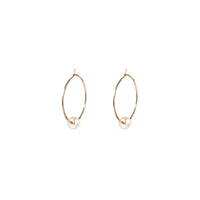 Kasia Earrings, 1.25" Gold Fill Hoop and White Pearl Earrings Sayulita Sol