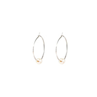 Kasia Earrings, 1.25" Silver Hoop and White Pearl Earrings Sayulita Sol 
