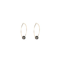 Kasia Earrings, 2" Gold Fill Hoop and Tahitian Black Pearl Earrings Sayulita Sol
