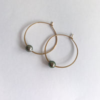 Kasia Earrings, 2" Gold Fill Hoop and Tahitian Black Pearl Earrings Sayulita Sol