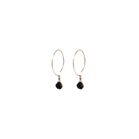 Kelly Earrings, Black Druzy Pear with contoured Gold Bezel Earrings Sayulita Sol 