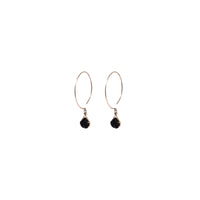 Kelly Earrings, Black Druzy Pear with contoured Gold Bezel Earrings Sayulita Sol