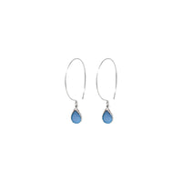 Kelly Earrings, Blue Druzy Almond with Classic Silver Bezel Earrings Sayulita Sol 