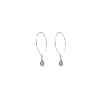 Kelly Earrings, Blue Druzy Almond with Contoured Silver Bezel Earrings Sayulita Sol
