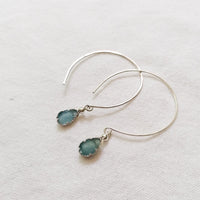 Kelly Earrings, Blue Druzy Almond with Contoured Silver Bezel Earrings Sayulita Sol
