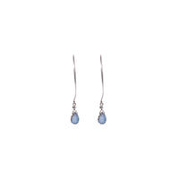 Kelly Earrings, Blue Druzy Almond with Contoured Silver Bezel Earrings Sayulita Sol 