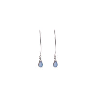 Kelly Earrings, Blue Druzy Almond with Contoured Silver Bezel Earrings Sayulita Sol