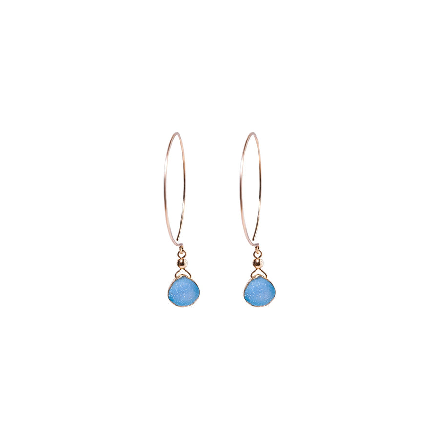Kelly Earrings, Blue Druzy Pear with Gold Bezel Earrings Sayulita Sol 