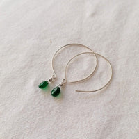 Kelly Emerald and Silver Hoop Earrings Earrings Sayulita Sol