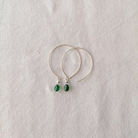 Kelly Emerald and Silver Hoop Earrings Earrings Sayulita Sol