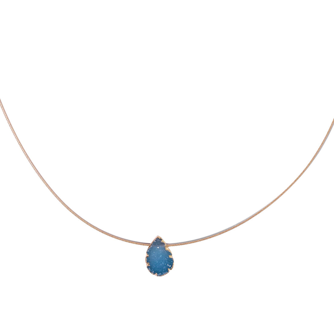 Luna Blue Druzy and Gold Necklace Necklaces Sayulita Sol Jewelry