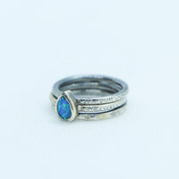 Trio Blue Opal and Silver Ring Rings Sayulita Sol