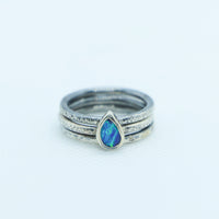 Trio Blue Opal and Silver Ring Rings Sayulita Sol