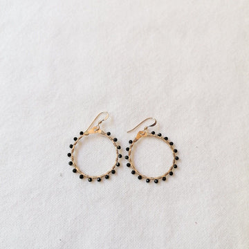 Woven Ola Earrings with Black Spinel in Gold Earrings Sayulita Sol Jewelry 