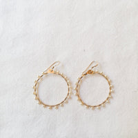 Woven Ola Earrings with White Pearl in Gold Earrings Sayulita Sol Jewelry