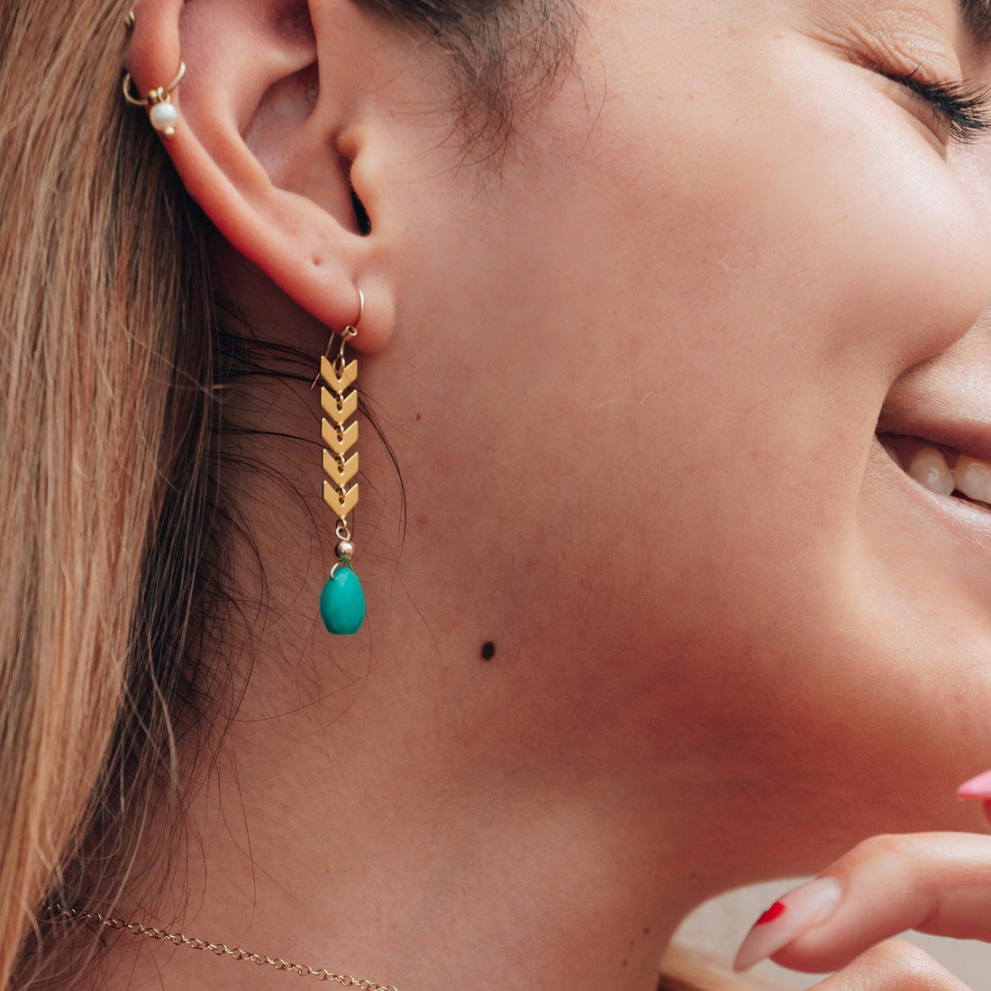 Turquoise Reef Earrings in Gold Earrings Sayulita Sol Jewelry 