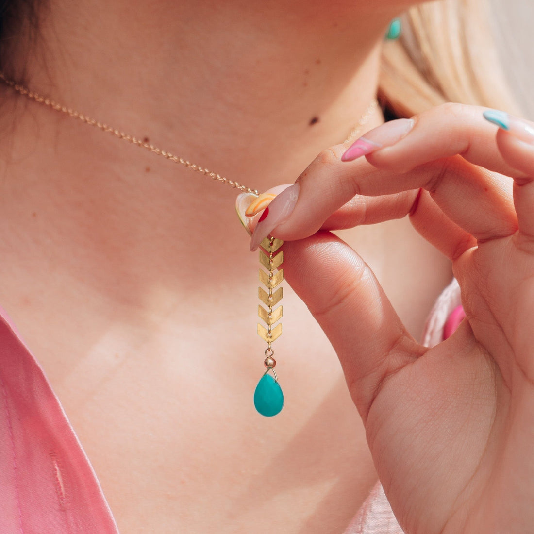 Turquoise Reef Necklaces in Gold Necklaces Sayulita Sol Jewelry 