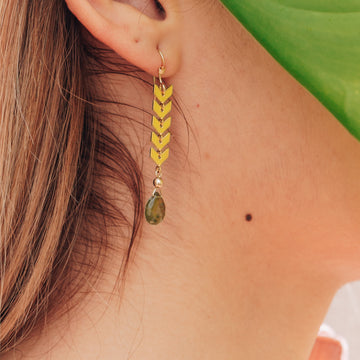 Vesuvianite Reef Earrings in Gold Earrings Sayulita Sol Jewelry 