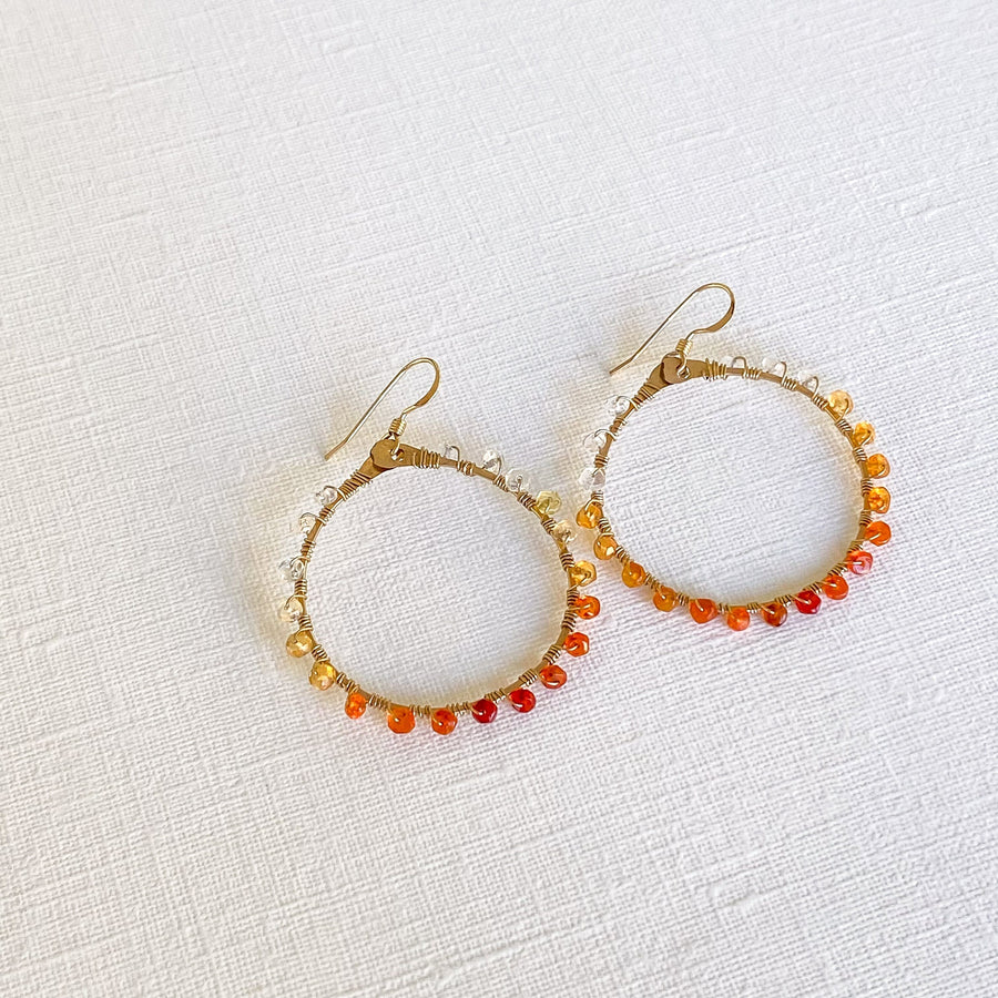 Woven Ola Earrings with Mexican Fire Opal in Gold Earrings Sayulita Sol Jewelry 