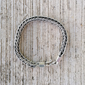 Homme Thin Woven Silver Bracelet Bracelets Sayulita Sol Jewelry 